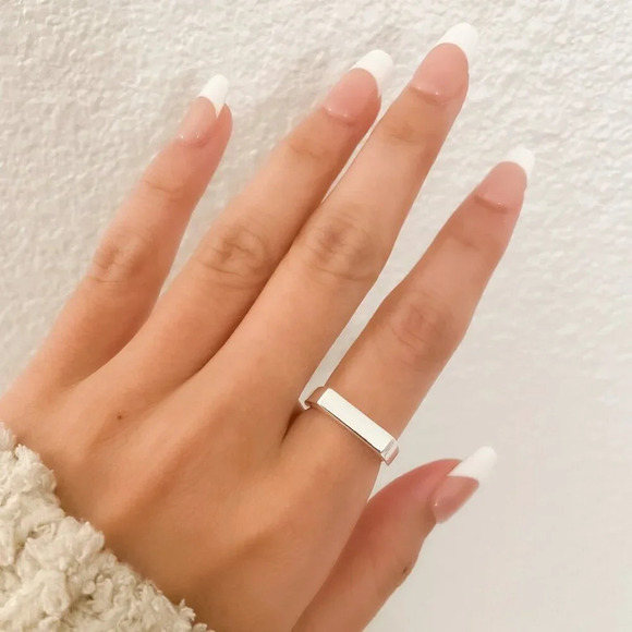 925 Sterling Silver Bar Ring Minimalist Ring Band Dainty Ring Silver Bar Ring - Picture 3 of 9